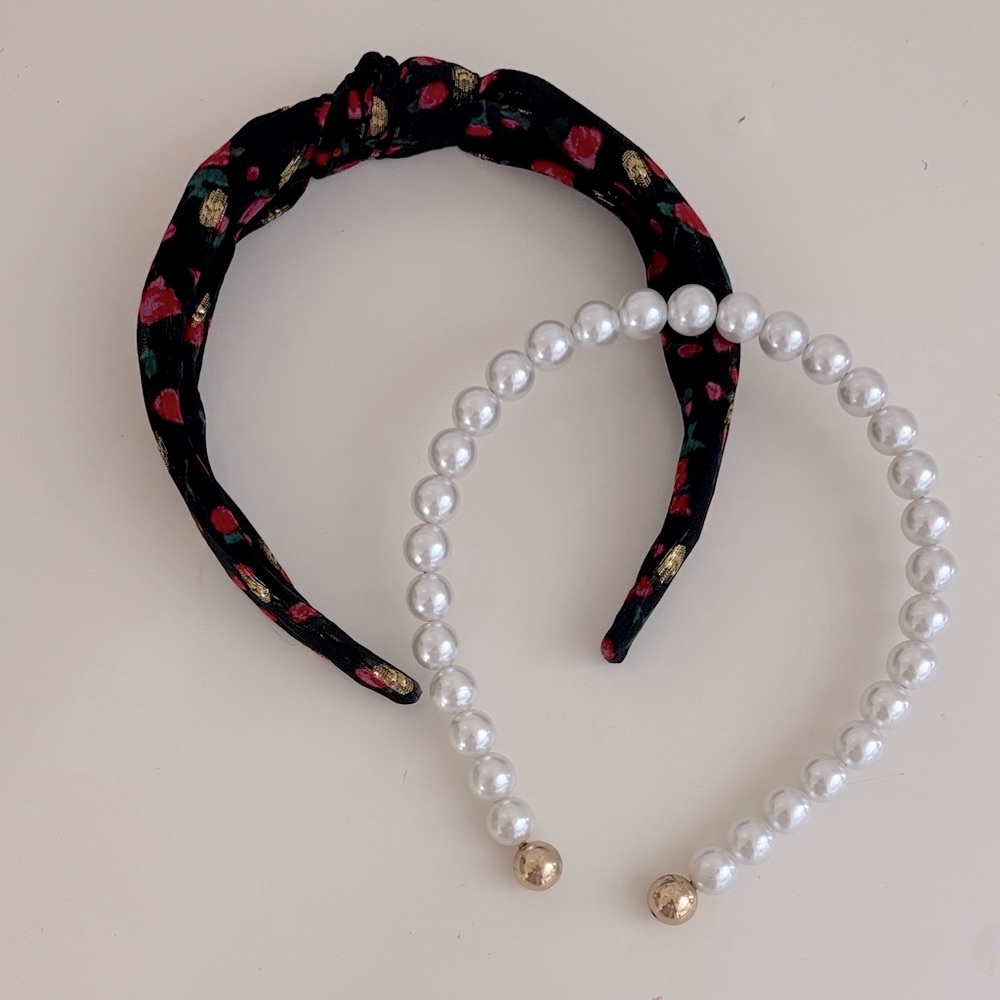 Elegant Black and Pearl Headband Set